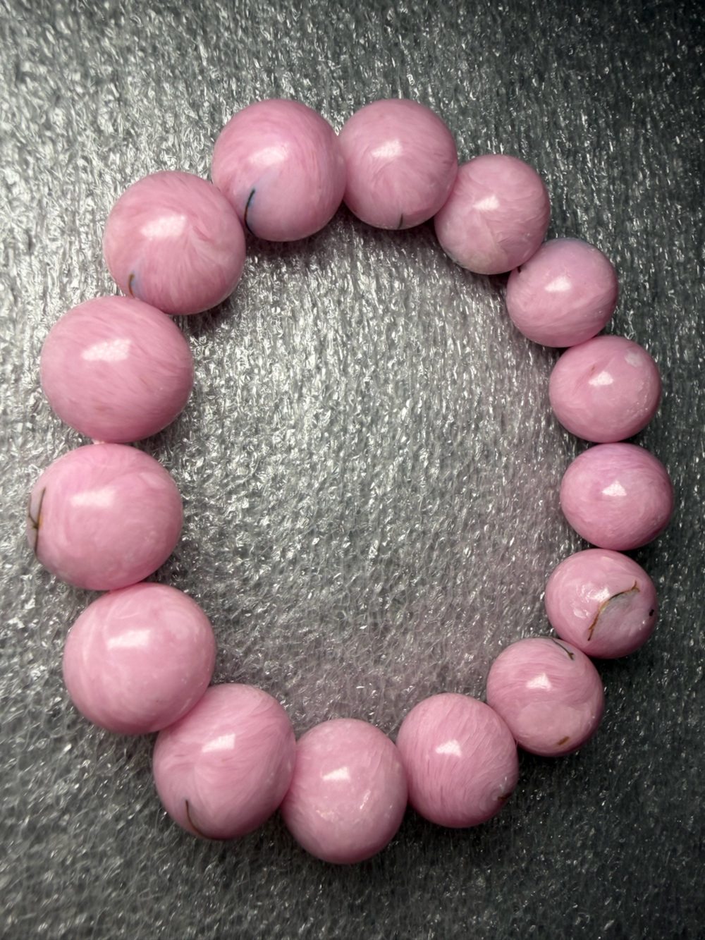 Rare 14MM Pink Velvet Mica Natural Crystal Bracelet
